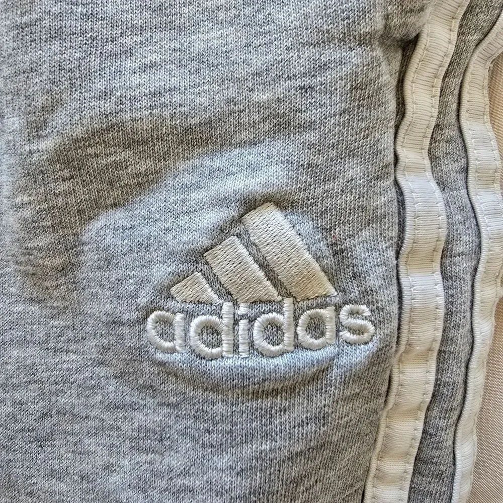 adidas Kids Gray Joggers with White Stripes
